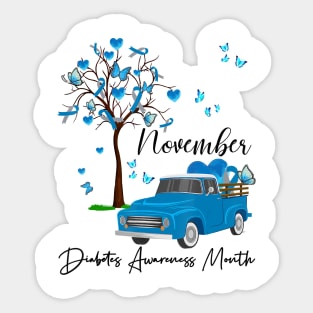 Diabetes awareness Pumpkin Truck November We Wear Blue Diabetes Gift Sticker